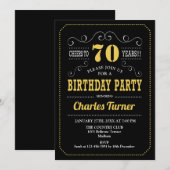 70ste verjaardagsfeestje - Zwart Goud Wit Kaart (Voorkant / Achterkant)