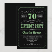 70ste verjaardagsfeestje - Zwart Groen Kaart (Voorkant / Achterkant)