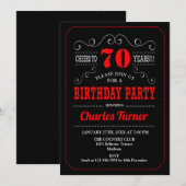 70ste verjaardagsfeestje - Zwart Rood Wit Kaart (Voorkant / Achterkant)