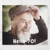 70ste verjaardagsfoto hallo 70 jongens mannen bier etiket (Enkel label)