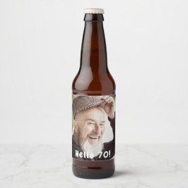 70ste verjaardagsfoto hallo 70 jongens mannen bier etiket