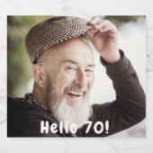 70ste verjaardagsfoto hallo 70 jongens mannen sparkling wijnetiket (Enkel label)