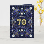 70ste verjaardagskaart met juwelen kaart (Gele Bloem)