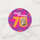 70ste verjaardagsster roze sinaasappel papier conf confetti (Kleine voorkant)