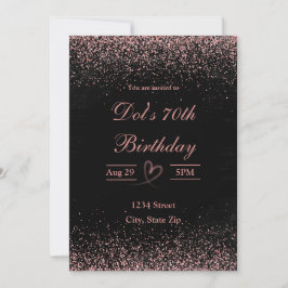 70ste verjaardagsuitnodiging – Glitter Confetti | Kaart