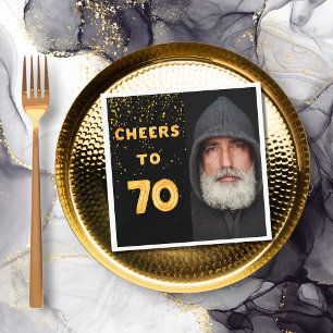 70ste verlichting verjaardagsfeest zwart goud foto servet