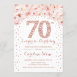 70ste Verrassingsverjaardagsfeestje - White Rose G Kaart<br><div class="desc">Uitnodiging voor het 70e verjaardagsfeestje. Elegant ontwerp in faux glitter roos goud en wit. Beschikt over waterverf blush roze rozen,  confetti en diamanten. Perfect voor een glamviering.</div>