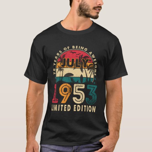 70th 70 Geweldige sinds juli 1953 T-shirt (Voorkant)