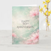 70th Anniversary Dreamy Flowers On Mint Green  Kaart (Gele Bloem)