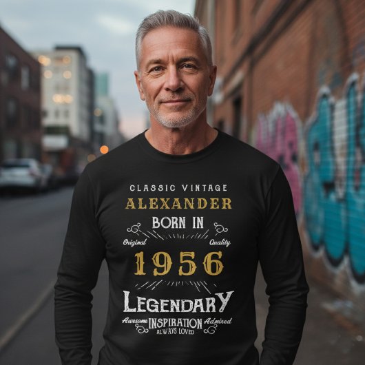 70th Birthday 1956 Add Name Black Gold Legendary T-shirt