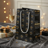 70th Birthday 1956 Black Gold Chic Elegant Medium Cadeauzakje