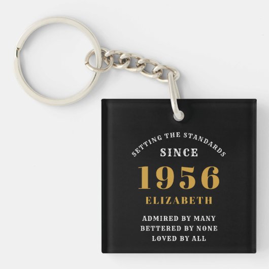70th Birthday 1956 Black Gold For Her Personalized Sleutelhanger (Voorkant)