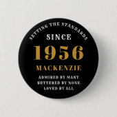 70th Birthday 1956 Elegant Chic Black Gold Ronde Button 5,7 Cm (Voorkant)