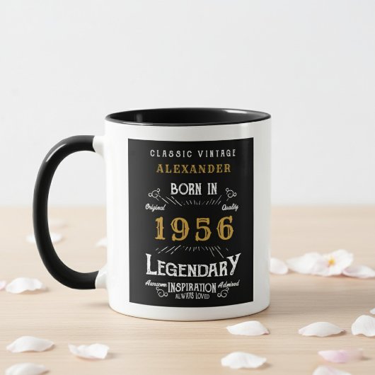 70th Birthday 1956 Legend Retro Black Personalized Mok
