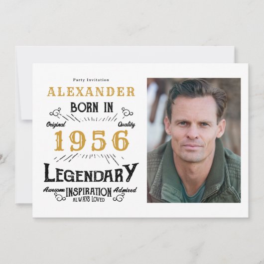70th Birthday 1956 Legend White & Gold Photo Kaart (Voorkant)