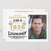 70th Birthday 1956 Legend White & Gold Photo Kaart (Voorkant / Achterkant)