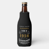 70th Birthday 1956 Name Legend Chic Black Gold Flesjeskoeler (Fles Voorkant)