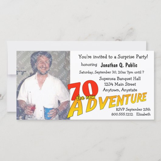 70th Birthday Adventure Party Photo Invitation (Voorkant)