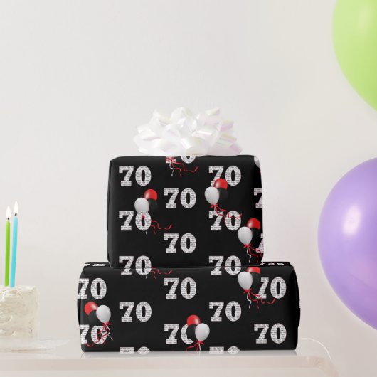 70th Birthday Balloon Bouquet Wrapping Paper Cadeaupapier (Feestgeschenken)