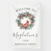 70th Birthday Banner Red Cardinal Custom Welcome (Verticaal)