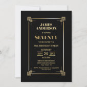 70th Birthday Black and Gold Party Invitation Kaart (Voorkant)