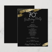 70th Birthday Black and Gold Party Menu Flyer (Voorkant / Achterkant)