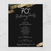 70th Birthday Black and Gold Party Menu Flyer (Voorkant)