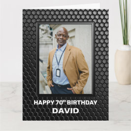 70th Birthday Black Geometric Pattern Aangepaste f Kaart