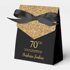 70th Birthday Black Gold Glitter Thank You Bedankdoosjes