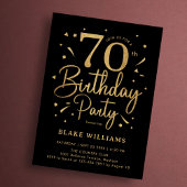 70th Birthday Black Gold Kaart