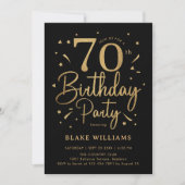 70th Birthday Black Gold Kaart (Voorkant)