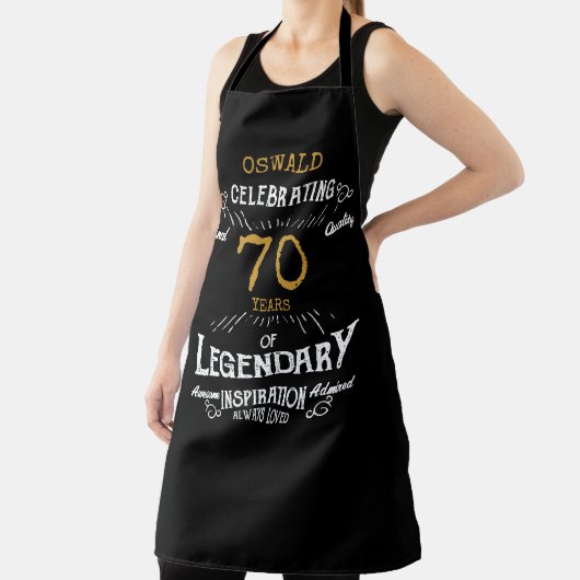 70th Birthday Black Gold Legendary Funny Apron Schort (Insitu)