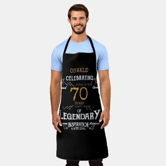 70th Birthday Black Gold Legendary Funny Apron Schort (Gedragen)