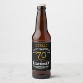 70th Birthday Black Gold Legendary Funny Bier Etiket (Voorkant)
