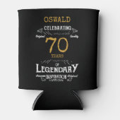 70th Birthday Black Gold Legendary Funny Blikjeskoeler (Voorkant)