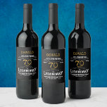 70th Birthday Black Gold Legendary Funny Wijn Etiket<br><div class="desc">Een gepersonaliseerd elegant 70e verjaardag wijnflesetiket dat gemakkelijk is aan te passen voor die speciale verjaardagsfeestgelegenheid.</div>