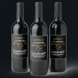 70th Birthday Black Gold Legendary Funny Wine Labe Wijn Etiket<br><div class="desc">Een gepersonaliseerd elegant etiket op wijnflessen dat gemakkelijk kan worden aangepast voor die speciale verjaardagsfeestdag.</div>