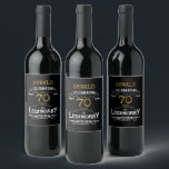70th Birthday Black Gold Legendary Funny Wine Labe Wijn Etiket<br><div class="desc">Een gepersonaliseerd elegant etiket op wijnflessen dat gemakkelijk kan worden aangepast voor die speciale verjaardagsfeestdag.</div>