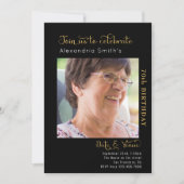 70th Birthday Black Invitation Kaart (Voorkant)
