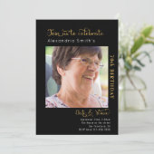 70th Birthday Black Invitation Kaart (Staand voorkant)