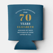 70th Birthday Blue and Gold Voeg Jouw namen toe Blikjeskoeler (Achterkant)