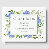 70th Birthday Blue Hydrangeas Gastenboek (Voorkant)