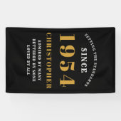 70th Birthday Born 1954 Naam toevoegen Zwart Goud Spandoek (Horizontaal)