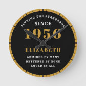 70th Birthday Born 1956 Black Gold Ronde Klok (Voorkant)