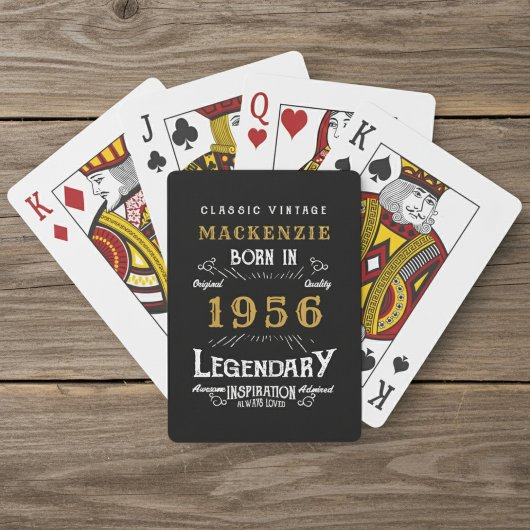 70th Birthday Born 1956 Legend Black Gold Pokerkaarten