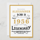 70th Birthday Born 1956 White Gold Legend Kaart (Voorkant)