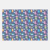 70th Birthday Cake Cadeaus Ballonnen Blauw Inpakpapier Vel (Voorkant)