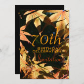 70th Birthday Celebration Autumn Custom Invitation Kaart (Voorkant / Achterkant)