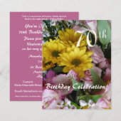 70th Birthday Celebration! - Party/Floral Bouquet Kaart (Voorkant / Achterkant)
