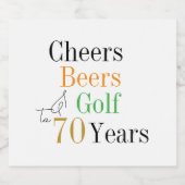 70th Birthday Cheers Beers Golf Minimal Party Bier Etiket (Enkel label)